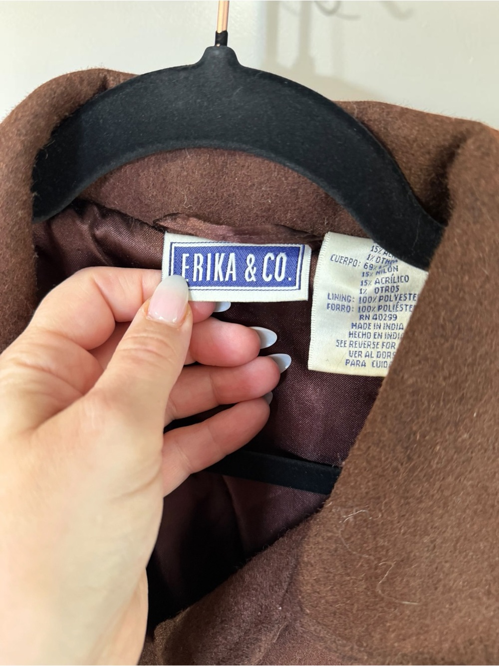 Erika & Co Vintage Brown Wool Cropped Jacket Womens Utility Shacket Pocket Large - Picture 2 of 8